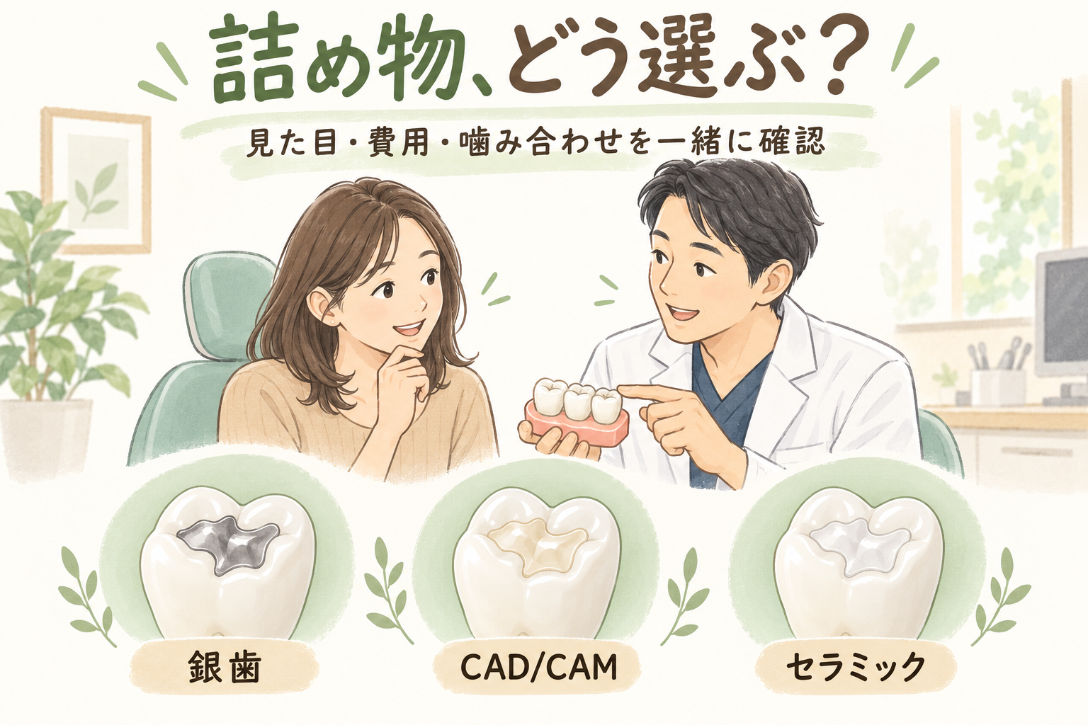 【白い詰め物は保険でできる？セラミックと何が違う？】銀歯・CAD/CAMの特徴と費用・選び方を解説！