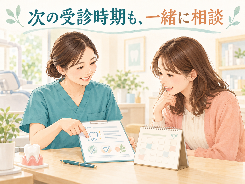 検査結果と次回の受診時期を相談する様子