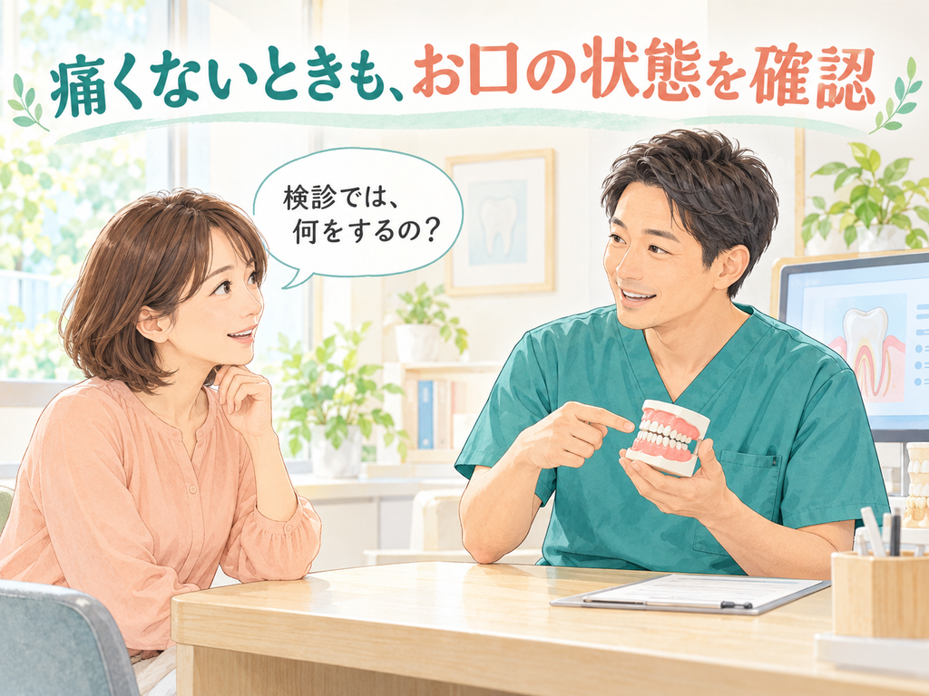 痛みがないときの歯科検診について相談する様子