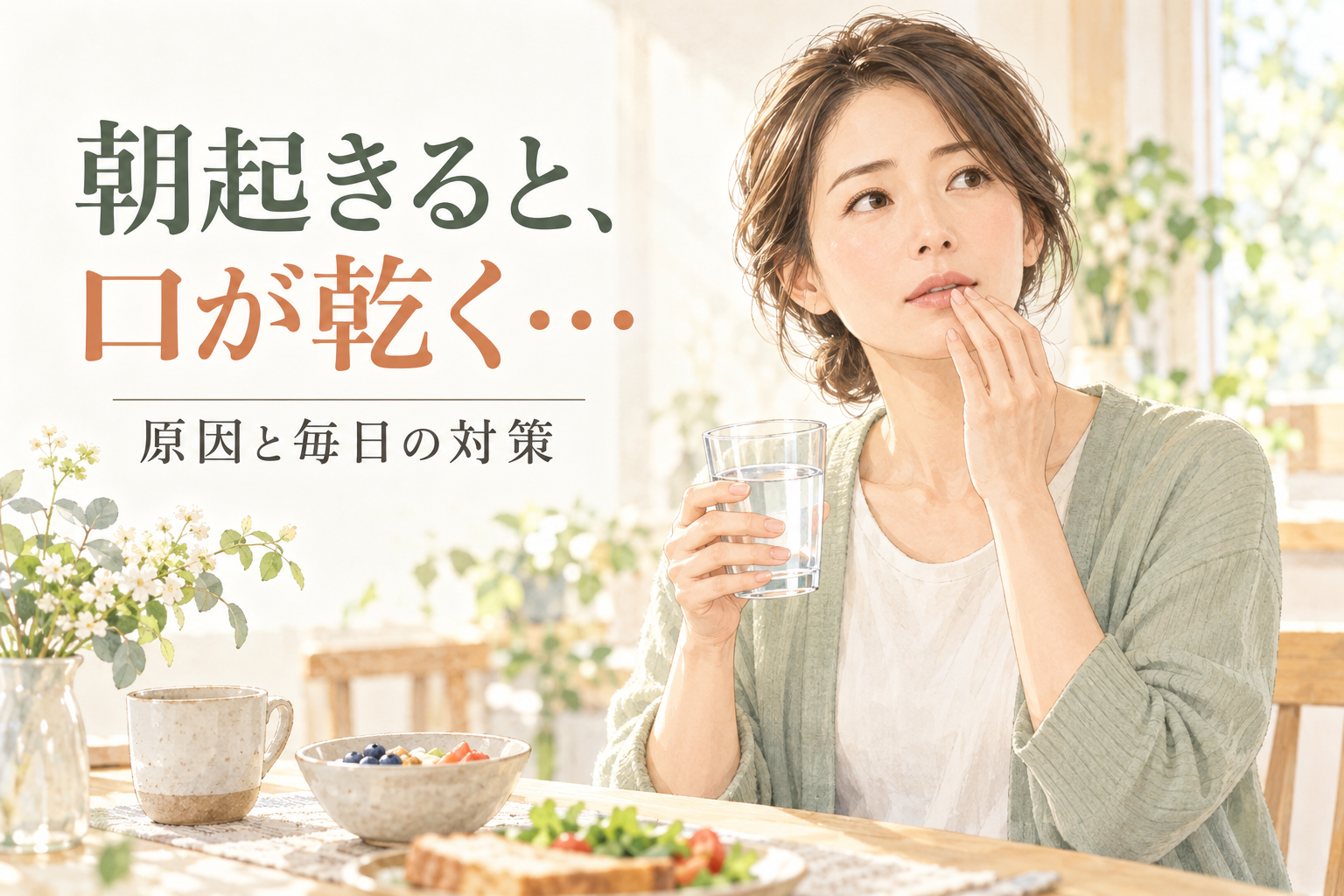 朝起きると口が乾く…水を飲むだけで大丈夫？原因と毎日の対策
