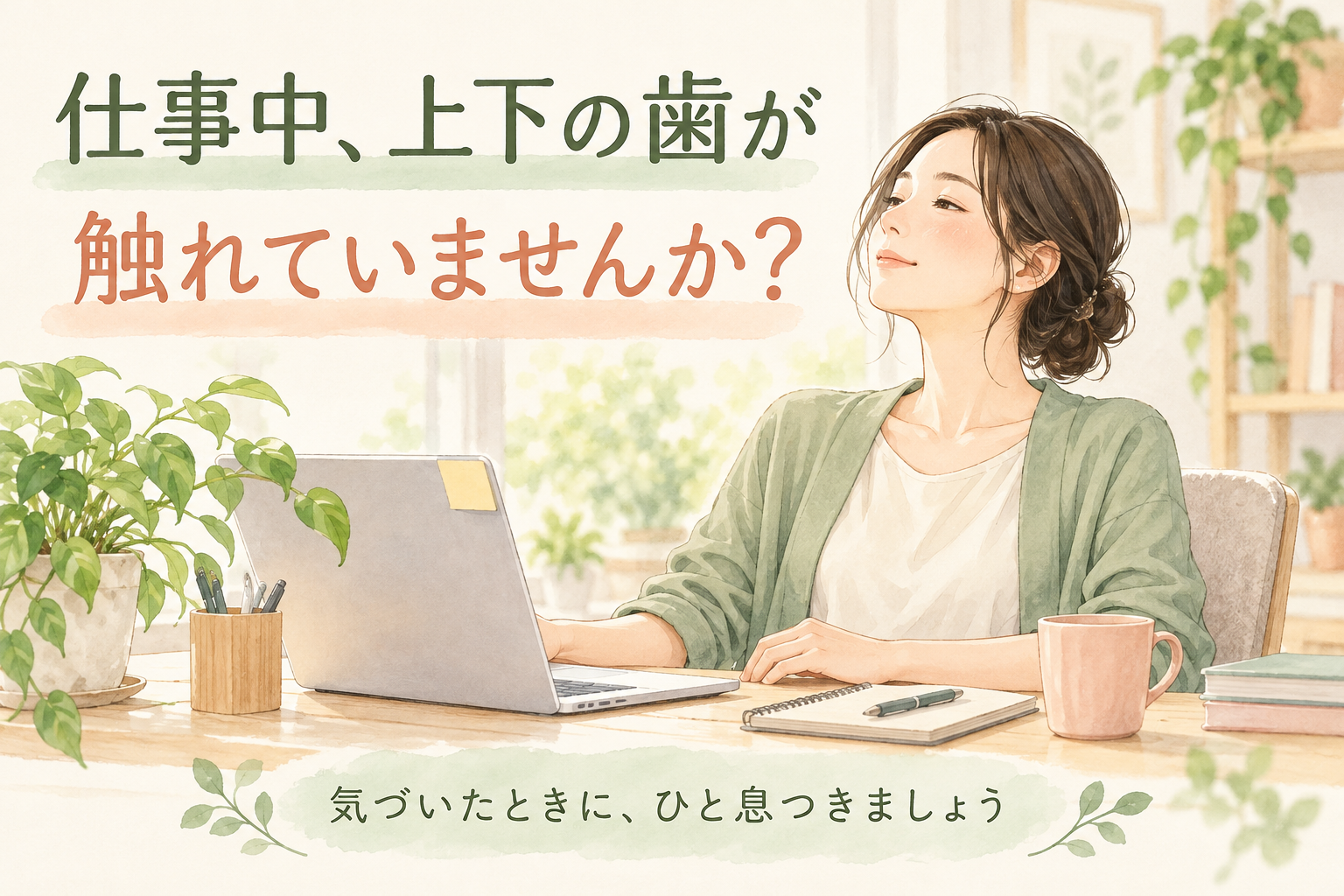 仕事中、上下の歯が触れていませんか？日中の噛みしめに気づく工夫