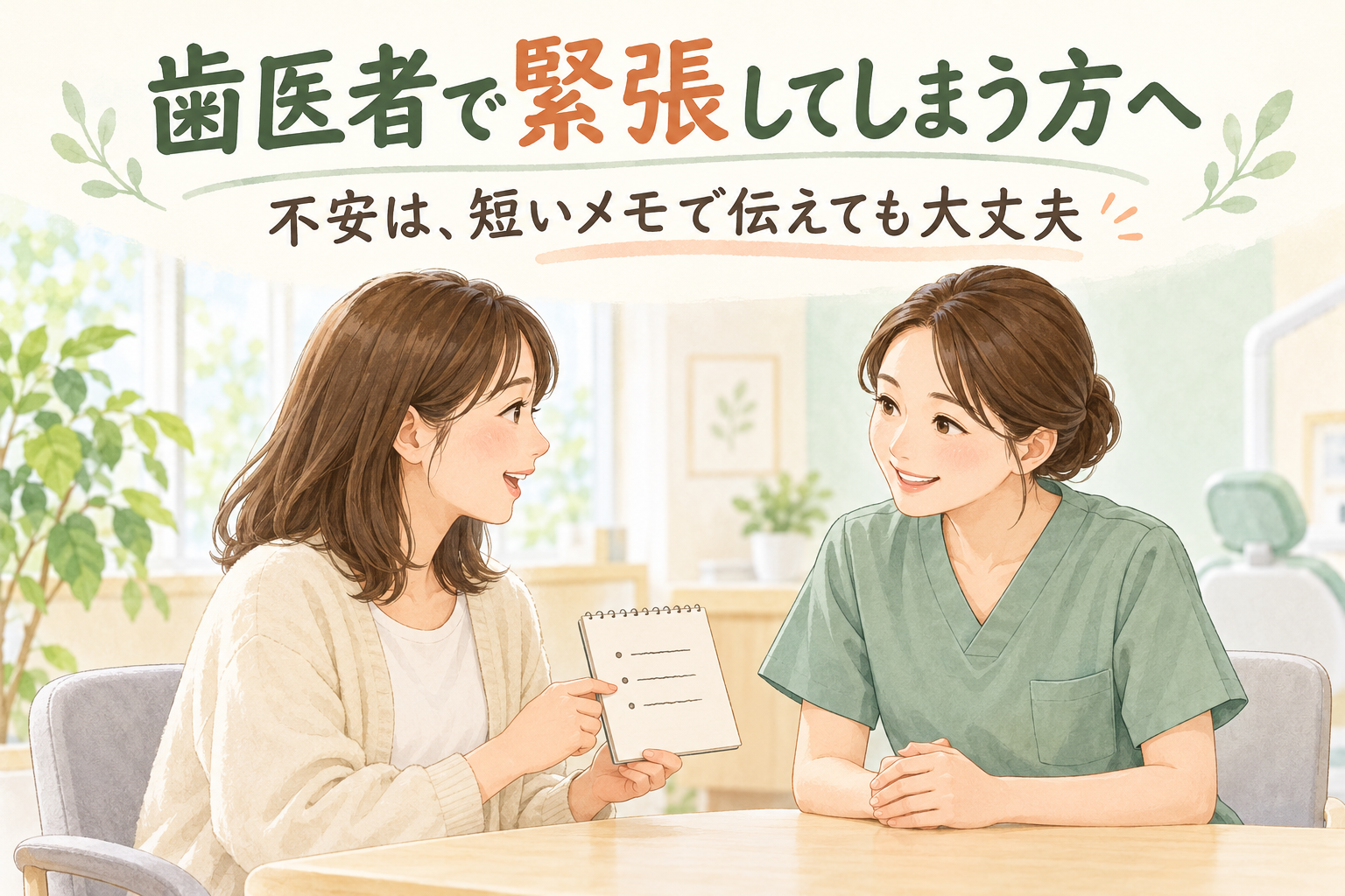 歯医者で緊張してしまう方へ。不安を伝えるための小さな準備